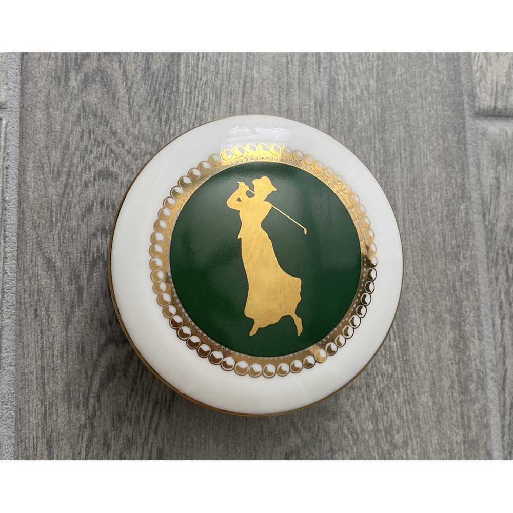 PAPEL Freelance Trinket Box Lady Golfer Fine Bone China 1996 Made In Thailand